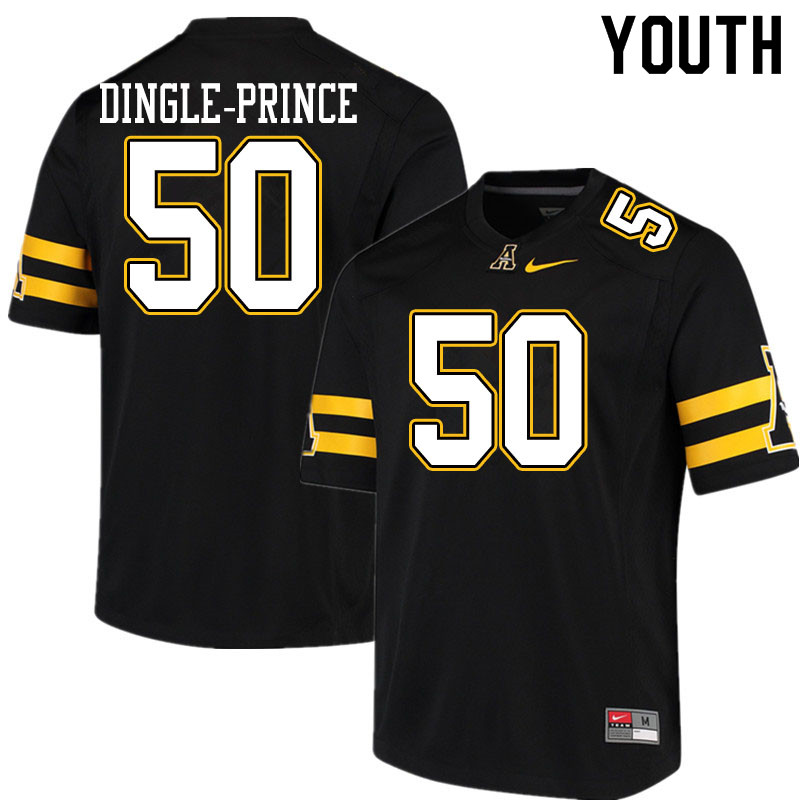Youth #50 DeAndre Dingle-Prince Appalachian State Mountaineers College Football Jerseys Sale-Black